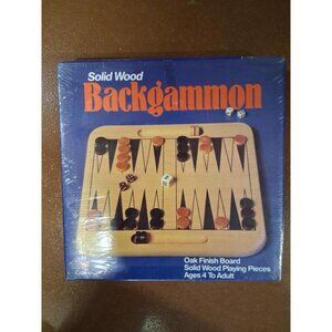 Solid Wood Backgammon Set With Oak Finish Board & Playing Pieces Ages 4 To Adult